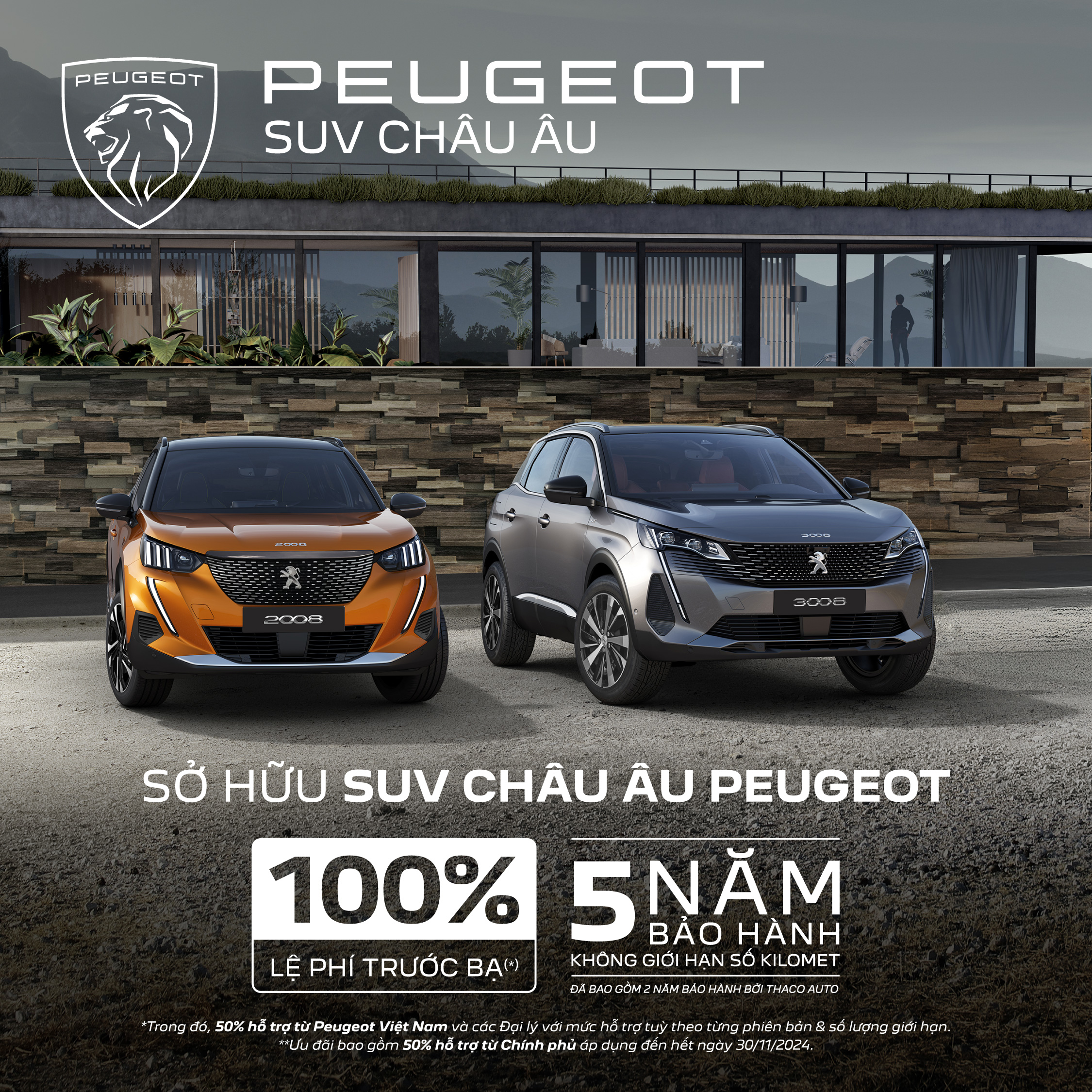 CƠ HỘI SỞ HỮU XE CHÂU ÂU VỚI ƯU ĐÃI LÊN ĐẾN 100% LỆ PHÍ TRƯỚC BẠ TỪ PEUGEOT